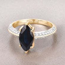 Load image into Gallery viewer, 2.39 Carat Genuine Blue Sapphire and White Diamond 10K Yellow Gold Ring
