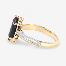 Load image into Gallery viewer, 2.39 Carat Genuine Blue Sapphire and White Diamond 10K Yellow Gold Ring
