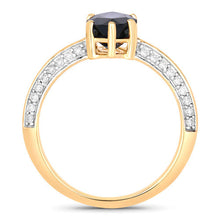 Load image into Gallery viewer, 2.39 Carat Genuine Blue Sapphire and White Diamond 10K Yellow Gold Ring
