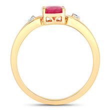 将图片加载到图库查看器，0.95 Carat Genuine Ruby and White Diamond 14K Yellow Gold Ring
