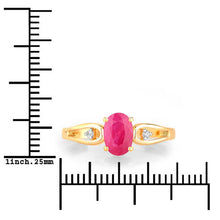 将图片加载到图库查看器，0.95 Carat Genuine Ruby and White Diamond 14K Yellow Gold Ring
