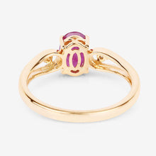 将图片加载到图库查看器，0.95 Carat Genuine Ruby and White Diamond 14K Yellow Gold Ring
