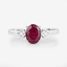 Load image into Gallery viewer, 1.22 Carat Genuine Ruby and White Diamond 14K White Gold Ring
