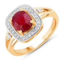 将图片加载到图库查看器，1.67 Carat Genuine Ruby and White Diamond 14K Yellow Gold Ring
