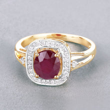 将图片加载到图库查看器，1.67 Carat Genuine Ruby and White Diamond 14K Yellow Gold Ring
