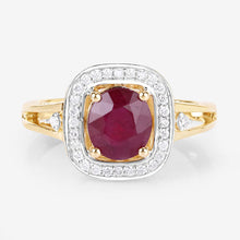 将图片加载到图库查看器，1.67 Carat Genuine Ruby and White Diamond 14K Yellow Gold Ring
