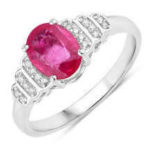 Load image into Gallery viewer, 1.52 Carat Genuine Ruby and White Diamond 14K White Gold Ring
