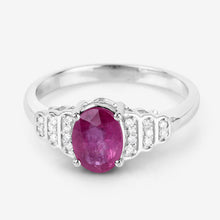 Load image into Gallery viewer, 1.52 Carat Genuine Ruby and White Diamond 14K White Gold Ring
