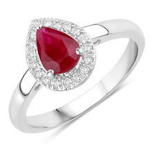 将图片加载到图库查看器，1.02 Carat Genuine Ruby and White Diamond 14K White Gold Ring
