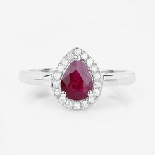 将图片加载到图库查看器，1.02 Carat Genuine Ruby and White Diamond 14K White Gold Ring
