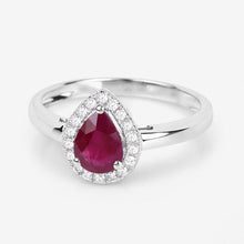 将图片加载到图库查看器，1.02 Carat Genuine Ruby and White Diamond 14K White Gold Ring
