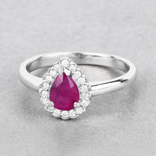 Load image into Gallery viewer, 0.94 Carat Genuine Ruby and White Diamond 14K White Gold Ring
