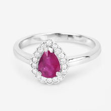 Load image into Gallery viewer, 0.94 Carat Genuine Ruby and White Diamond 14K White Gold Ring
