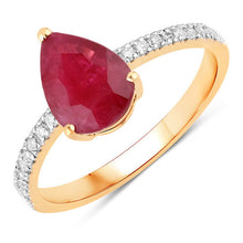 将图片加载到图库查看器，1.68 Carat Genuine Ruby and White Diamond 14K Yellow Gold Ring
