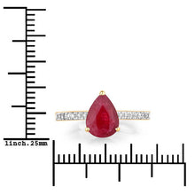 将图片加载到图库查看器，1.68 Carat Genuine Ruby and White Diamond 14K Yellow Gold Ring
