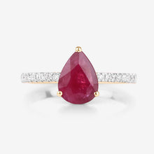 将图片加载到图库查看器，1.68 Carat Genuine Ruby and White Diamond 14K Yellow Gold Ring
