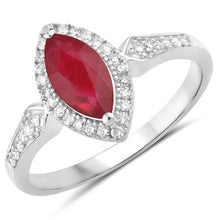 Load image into Gallery viewer, 0.96 Carat Genuine Ruby and White Diamond 14K White Gold Ring
