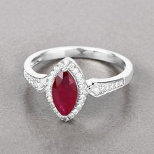 Load image into Gallery viewer, 0.96 Carat Genuine Ruby and White Diamond 14K White Gold Ring
