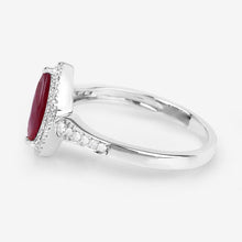Load image into Gallery viewer, 0.96 Carat Genuine Ruby and White Diamond 14K White Gold Ring
