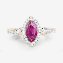 将图片加载到图库查看器，0.96 Carat Genuine Ruby and White Diamond 14K Yellow Gold Ring
