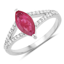 将图片加载到图库查看器，1.58 Carat Genuine Ruby and White Diamond 14K White Gold Ring
