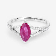 将图片加载到图库查看器，1.58 Carat Genuine Ruby and White Diamond 14K White Gold Ring
