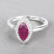 Load image into Gallery viewer, 1.57 Carat Genuine Ruby and White Diamond 14K White Gold Ring
