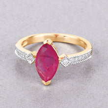 将图片加载到图库查看器，1.01 Carat Genuine Ruby and White Diamond 14K Yellow Gold Ring
