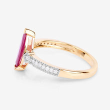 将图片加载到图库查看器，1.01 Carat Genuine Ruby and White Diamond 14K Yellow Gold Ring

