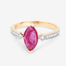 将图片加载到图库查看器，1.01 Carat Genuine Ruby and White Diamond 14K Yellow Gold Ring
