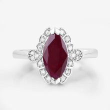 Load image into Gallery viewer, 1.54 Carat Genuine Ruby and White Diamond 14K White Gold Ring
