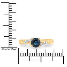 Load image into Gallery viewer, 0.88 Carat Genuine Blue Sapphire and White Diamond 14K Yellow Gold Ring
