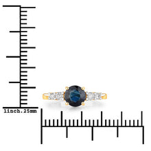 将图片加载到图库查看器，1.38 Carat Genuine Blue Sapphire and White Diamond 14K Yellow Gold Ring
