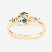 将图片加载到图库查看器，1.38 Carat Genuine Blue Sapphire and White Diamond 14K Yellow Gold Ring
