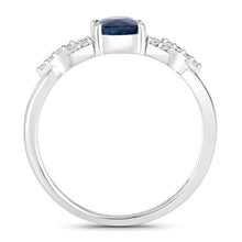 Load image into Gallery viewer, 1.12 Carat Genuine Blue Sapphire and White Diamond 14K White Gold Ring
