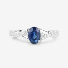 Load image into Gallery viewer, 1.04 Carat Genuine Blue Sapphire and White Diamond 14K White Gold Ring

