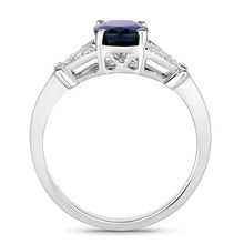 将图片加载到图库查看器，1.62 Carat Genuine Blue Sapphire and White Diamond 14K White Gold Ring
