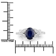 将图片加载到图库查看器，1.62 Carat Genuine Blue Sapphire and White Diamond 14K White Gold Ring
