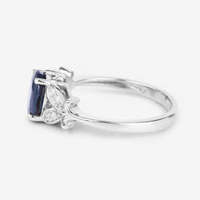 将图片加载到图库查看器，1.62 Carat Genuine Blue Sapphire and White Diamond 14K White Gold Ring
