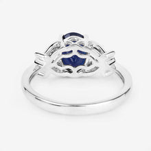 将图片加载到图库查看器，1.62 Carat Genuine Blue Sapphire and White Diamond 14K White Gold Ring
