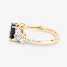 Load image into Gallery viewer, 1.62 Carat Genuine Blue Sapphire and White Diamond 14K Yellow Gold Ring
