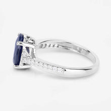 Load image into Gallery viewer, 3.28 Carat Genuine Blue Sapphire and White Diamond 14K White Gold Ring
