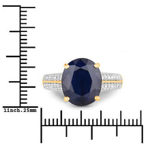 Load image into Gallery viewer, 6.49 Carat Genuine Blue Sapphire and White Diamond 14K Yellow Gold Ring
