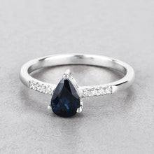 Load image into Gallery viewer, 0.86 Carat Genuine Blue Sapphire and White Diamond 14K White Gold Ring
