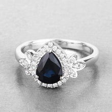 将图片加载到图库查看器，1.54 Carat Genuine Blue Sapphire and White Diamond 14K White Gold Ring

