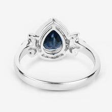 将图片加载到图库查看器，1.54 Carat Genuine Blue Sapphire and White Diamond 14K White Gold Ring
