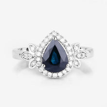将图片加载到图库查看器，1.54 Carat Genuine Blue Sapphire and White Diamond 14K White Gold Ring
