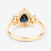 Load image into Gallery viewer, 1.54 Carat Genuine Blue Sapphire and White Diamond 14K Yellow Gold Ring
