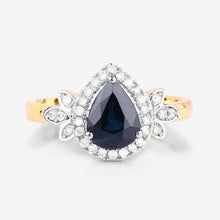 Load image into Gallery viewer, 1.54 Carat Genuine Blue Sapphire and White Diamond 14K Yellow Gold Ring

