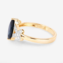 Load image into Gallery viewer, 1.50 Carat Genuine Blue Sapphire and White Diamond 14K Yellow Gold Ring
